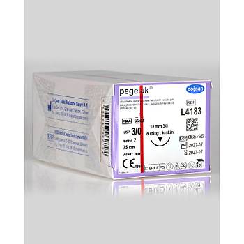 Dosan Pegelak 3/0 18mm 3/8 Ters Keskin 75cm PGLA Emilebilir Stur L4183