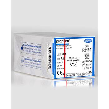 Dosan Propilen 5/0 16mm 1/2 Yuvarlak 75cm PP Emilemeyen Stur P2160