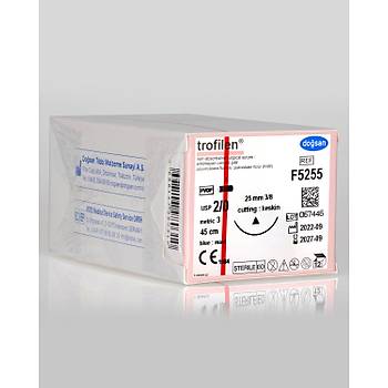 Doğsan Trofilen 2/0 25mm 3/8 Keskin 45cm PVDF Emilemeyen Sütur F5255
