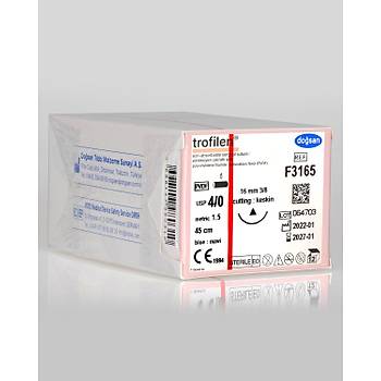 Dosan Trofilen 4/0 16mm 3/8 Keskin 45cm PVDF Emilemeyen Stur F3165