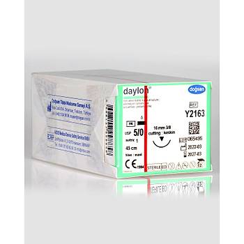 Dosan Daylon 5/0 16mm 3/8 Ters Keskin 45cm PA Emilemeyen Stur Y2163