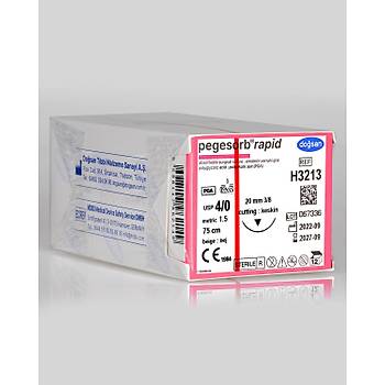 Dosan Pegesorb Rapid 4/0 20mm 3/8 Ters Keskin 75cm PGA Emilebilir Stur H3213