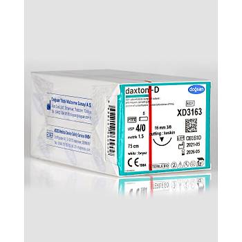 Dosan Daxton-D 4/0 16mm 3/8 Ters Keskin 75cm PTFE Emilemeyen Stur XD3163