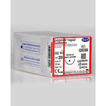 Dosan Pegelak Rapid 2/0 25mm 1/2 Yuvarlak 75cm PGLA Emilebilir Stur Q5250