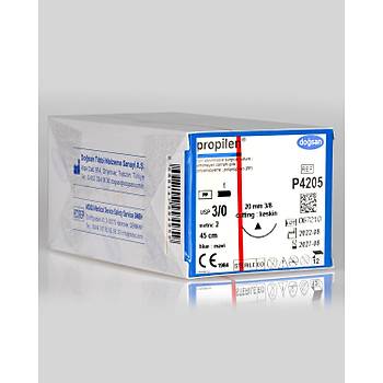 Dosan Propilen 3/0 20mm 3/8 Keskin 45cm PP Emilemeyen Stur P4205