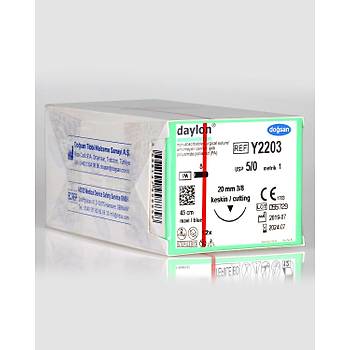 Dosan Daylon 5/0 20mm 3/8 Ters Keskin 45cm PA Emilemeyen Stur Y2203