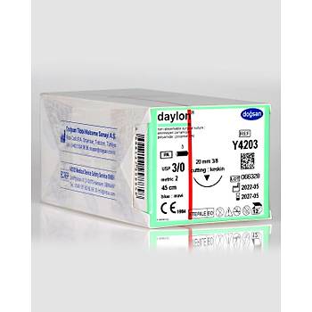 Dosan Daylon 3/0 20mm 3/8 Ters Keskin 45cm PA Emilemeyen Stur Y4203