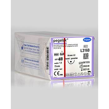 Dosan Pegelak 4/0 16mm 1/2 Yuvarlak 75cm PGLA Emilebilir Stur L3160