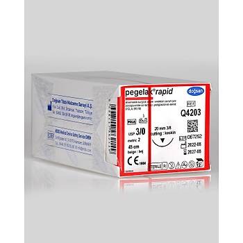 Dosan Pegelak Rapid 3/0 20mm 3/8 Ters Keskin 45cm PGLA Emilebilir Stur Q4203