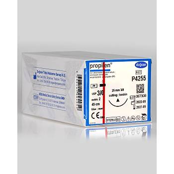 Dosan Propilen 3/0 25mm 3/8 Keskin 45cm PP Emilemeyen Stur P4255
