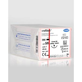Dosan Trofilen 5/0 16mm 3/8 Ters Keskin 45cm PVDF Emilemeyen Stur F2163