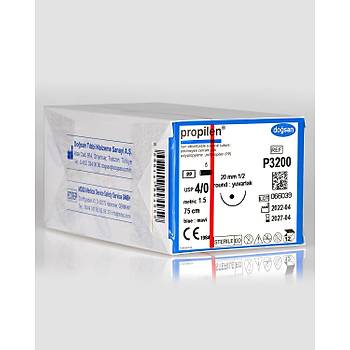 Dosan Propilen 4/0 20mm 1/2 Yuvarlak 75cm PP Emilemeyen Stur P3200