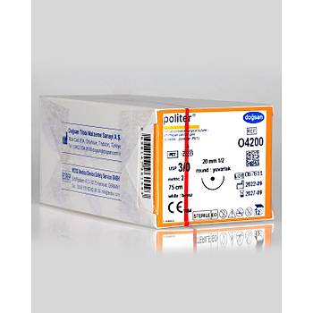 Dosan Politer 3/0 20mm 1/2 Yuvarlak 75cm PET Emilemeyen Stur O4200