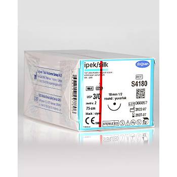 Dosan pek 3/0 18mm 1/2 Yuvarlak 75cm Emilemeyen Stur S4180