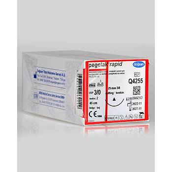 Dosan Pegelak Rapid 3/0 25mm 3/8 Keskin 45cm PGLA Emilebilir Stur Q4255