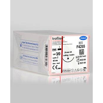 Dosan Trofilen 3/0 25mm 3/8 Keskin 45cm PVDF Emilemeyen Stur F4255