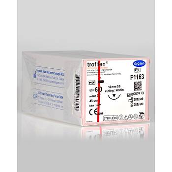 Dosan Trofilen 6/0 16mm 3/8 Ters Keskin 45cm PVDF Emilemeyen Stur F1163