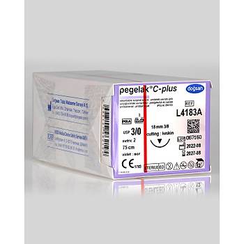 Dosan Pegelak C-plus 3/0 18mm 3/8 Ters Keskin 75cm PGLA Emilebilir Stur L4183A