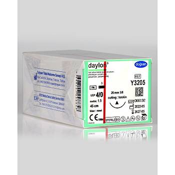 Dosan Daylon 4/0 20mm 3/8 Keskin 45cm PA Emilemeyen Stur Y3205