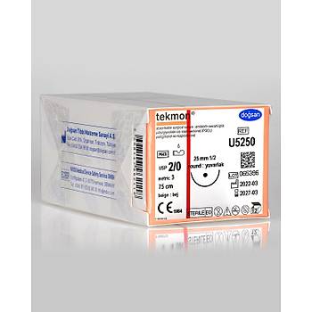 Dosan Tekmon 2/0 25mm 1/2 Yuvarlak 75cm PGCL Emilebilir Stur U5250