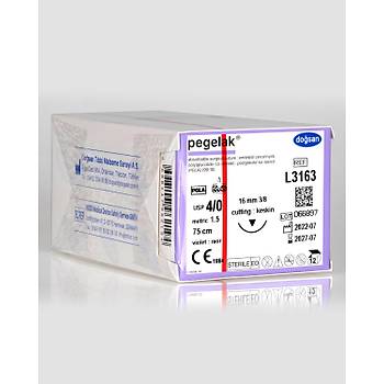 Dosan Pegelak 4/0 16mm 3/8 Ters Keskin 75cm PGLA Emilebilir Stur L3163