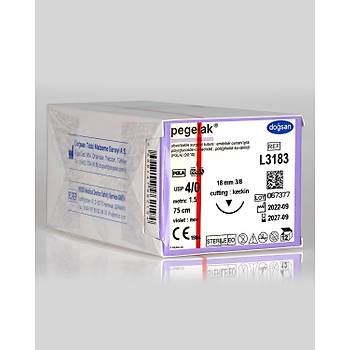 Dosan Pegelak 4/0 18mm 3/8 Ters Keskin 75cm PGLA Emilebilir Stur L3183