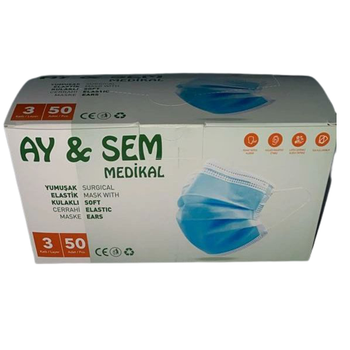 Aysem Medikal 3 Katl Lastikli Cerrahi Maske