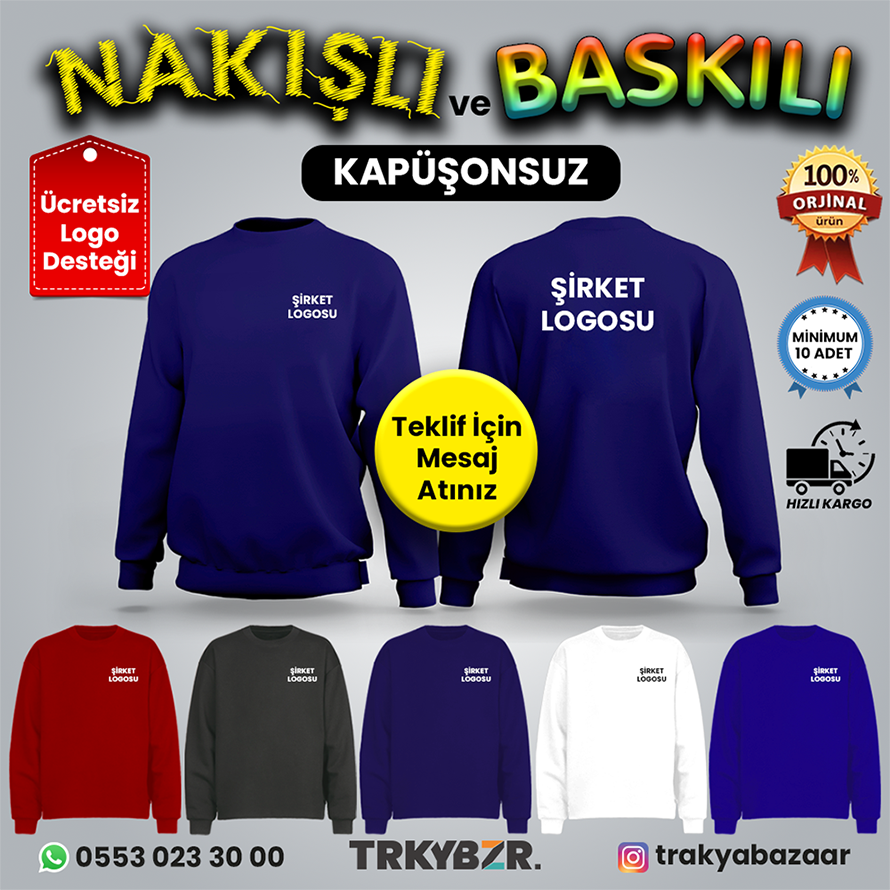 TRAKYA BAZAAR Firma Logolu  Kapüşonsuz