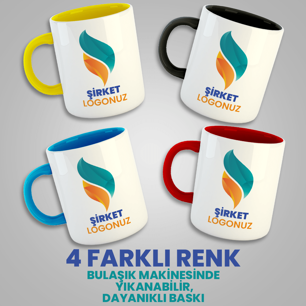TRAKYA BAZAAR Firma Baskılı Renkli Kupa Bardak
