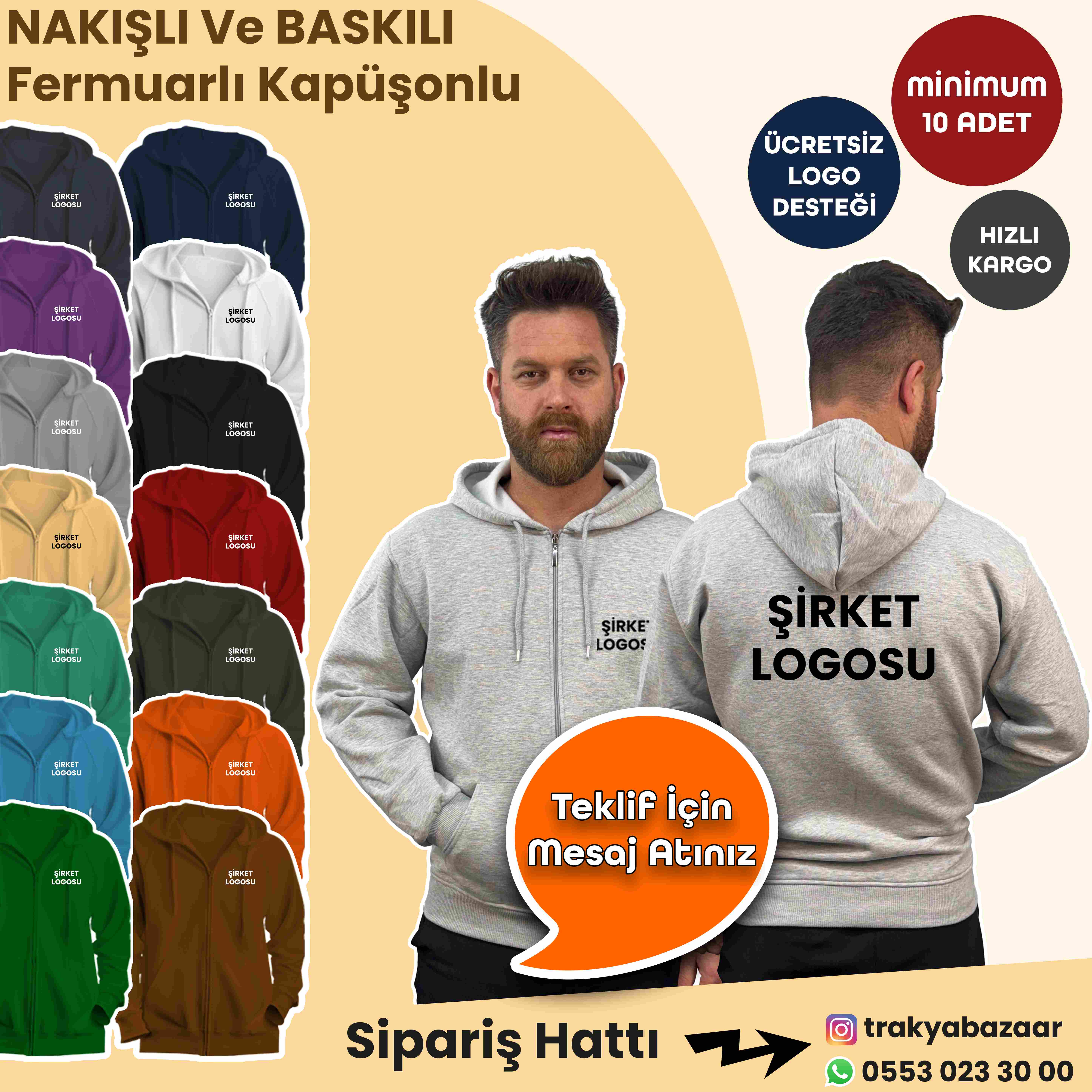 TRAKYA BAZAAR FERMUARLI KAPÜŞONLU