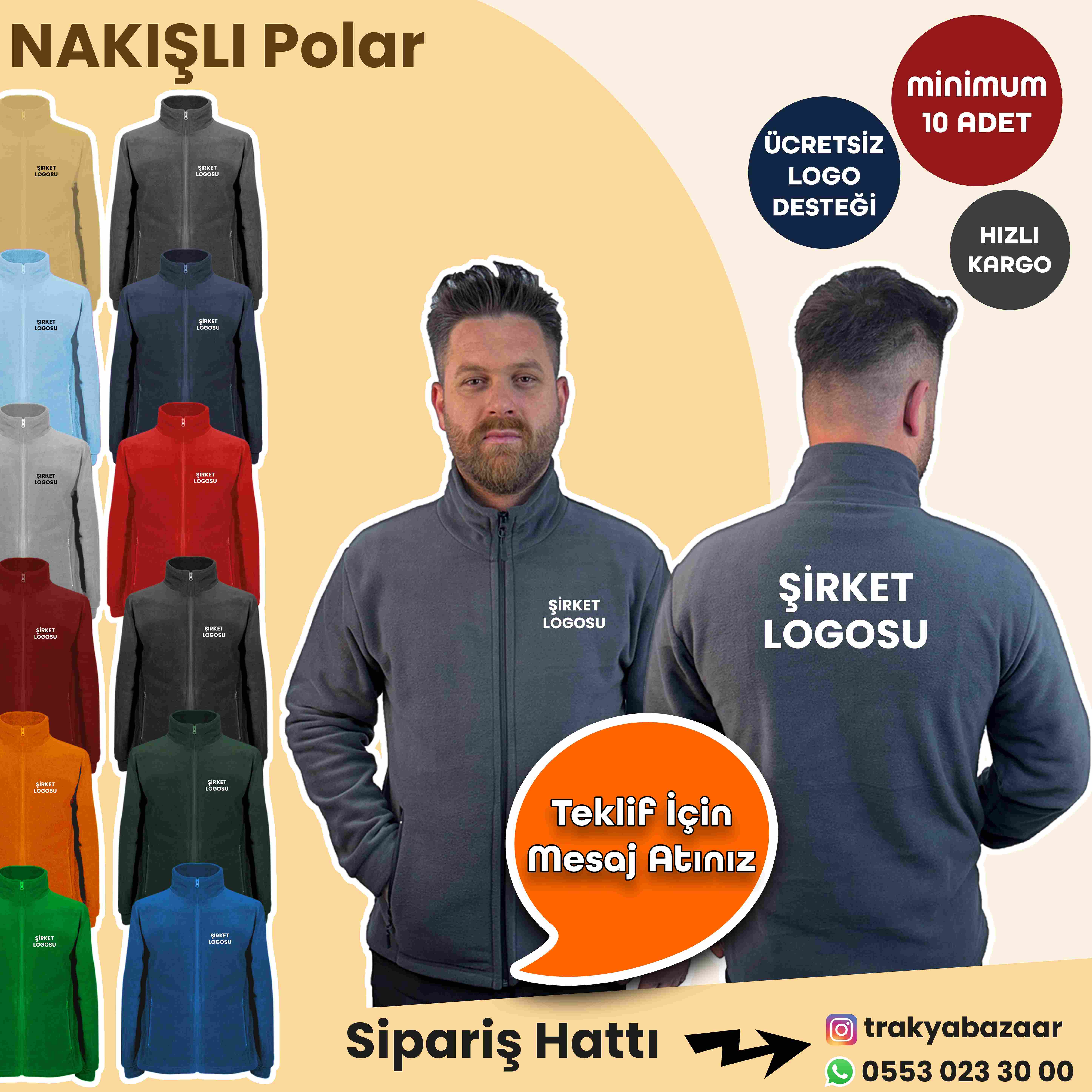 TRAKYA BAZAAR Firma Logolu Nakışlı Polar