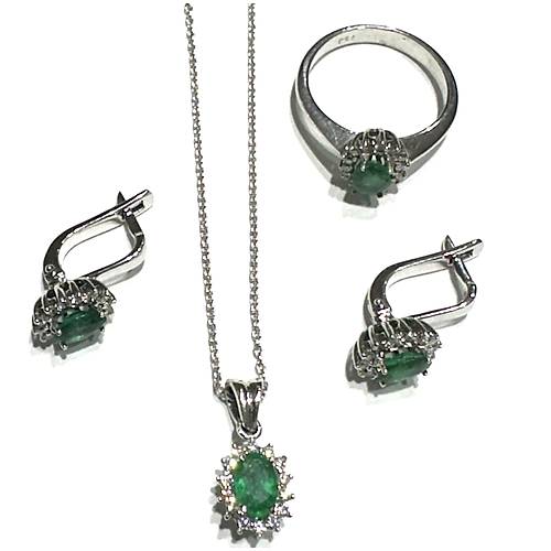 Z�mr�t ve P�rlanta Kolye-K�pe-Y�z�k