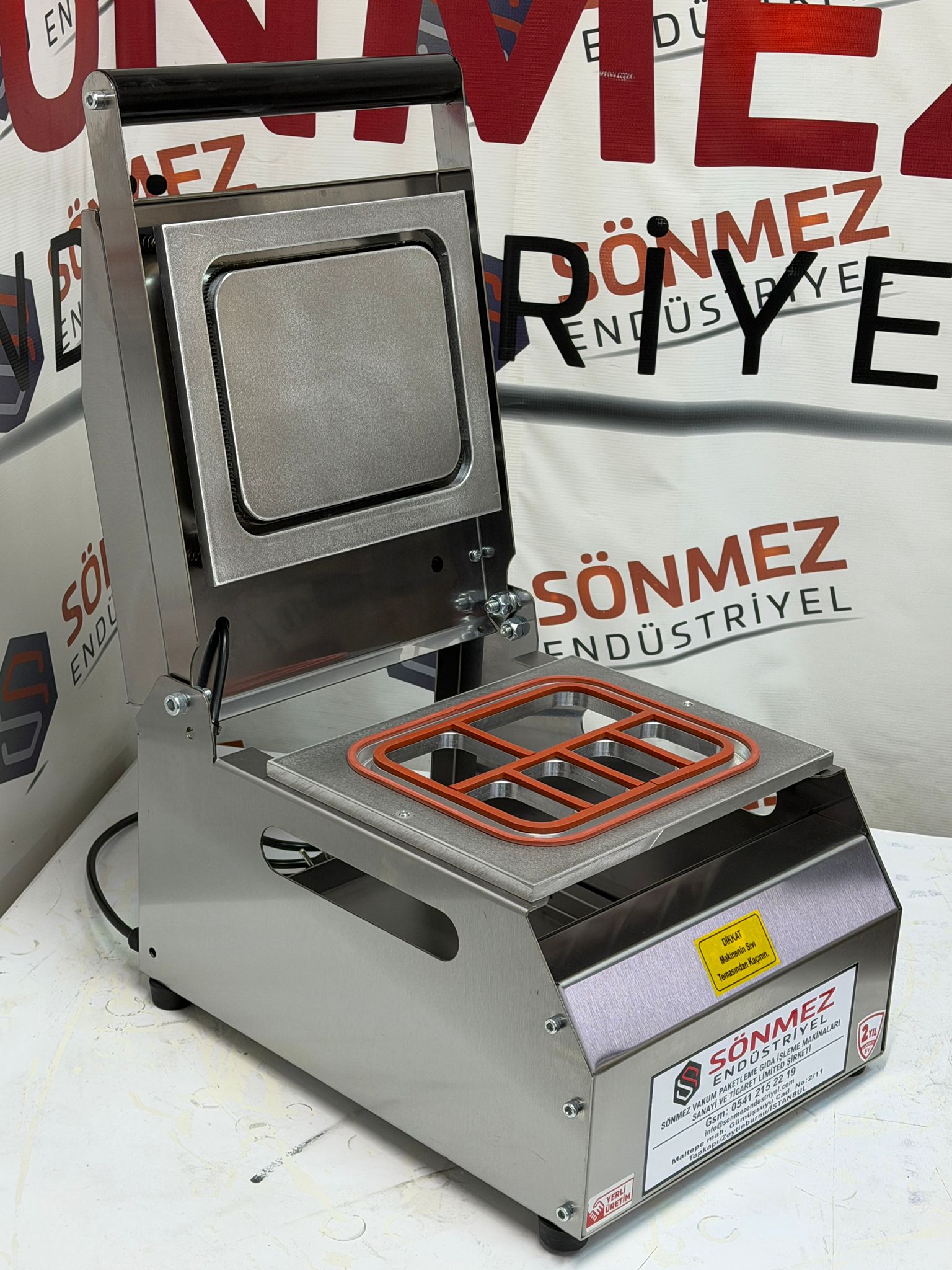 Sönmez Vakum 6 Bölmeli Paslanmaz Manuel Kase Tabak Kapatma Makinesi