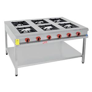 Himaksan Gazl� ve Lpg'li  6'l� Taban Rafl� Paslanmaz Ocak 150x100x85 Cm