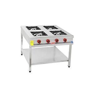 Himaksan Gazl� ve Lpg'li 4'l� Taban Rafl� Paslanmaz Ocak 90x90x85 Cm