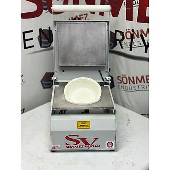 Snmez Vakum 20 Cm Yuvarlak Karton Tabak Kapatma Makinesi Salata Makarna Paketleme Makinesi