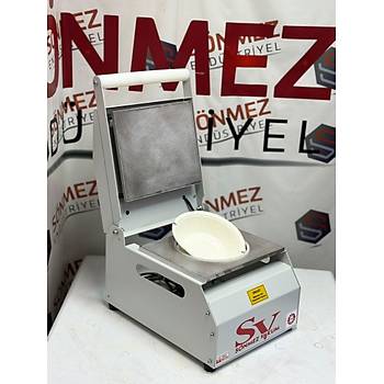 Snmez Vakum 20 Cm Yuvarlak Karton Tabak Kapatma Makinesi Salata Makarna Paketleme Makinesi