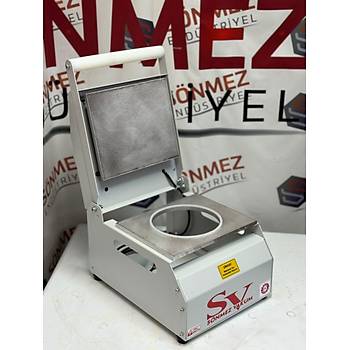 Snmez Vakum 20 Cm Yuvarlak Karton Tabak Kapatma Makinesi Salata Makarna Paketleme Makinesi