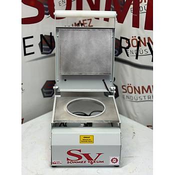 Snmez Vakum 20 Cm Yuvarlak Karton Tabak Kapatma Makinesi Salata Makarna Paketleme Makinesi