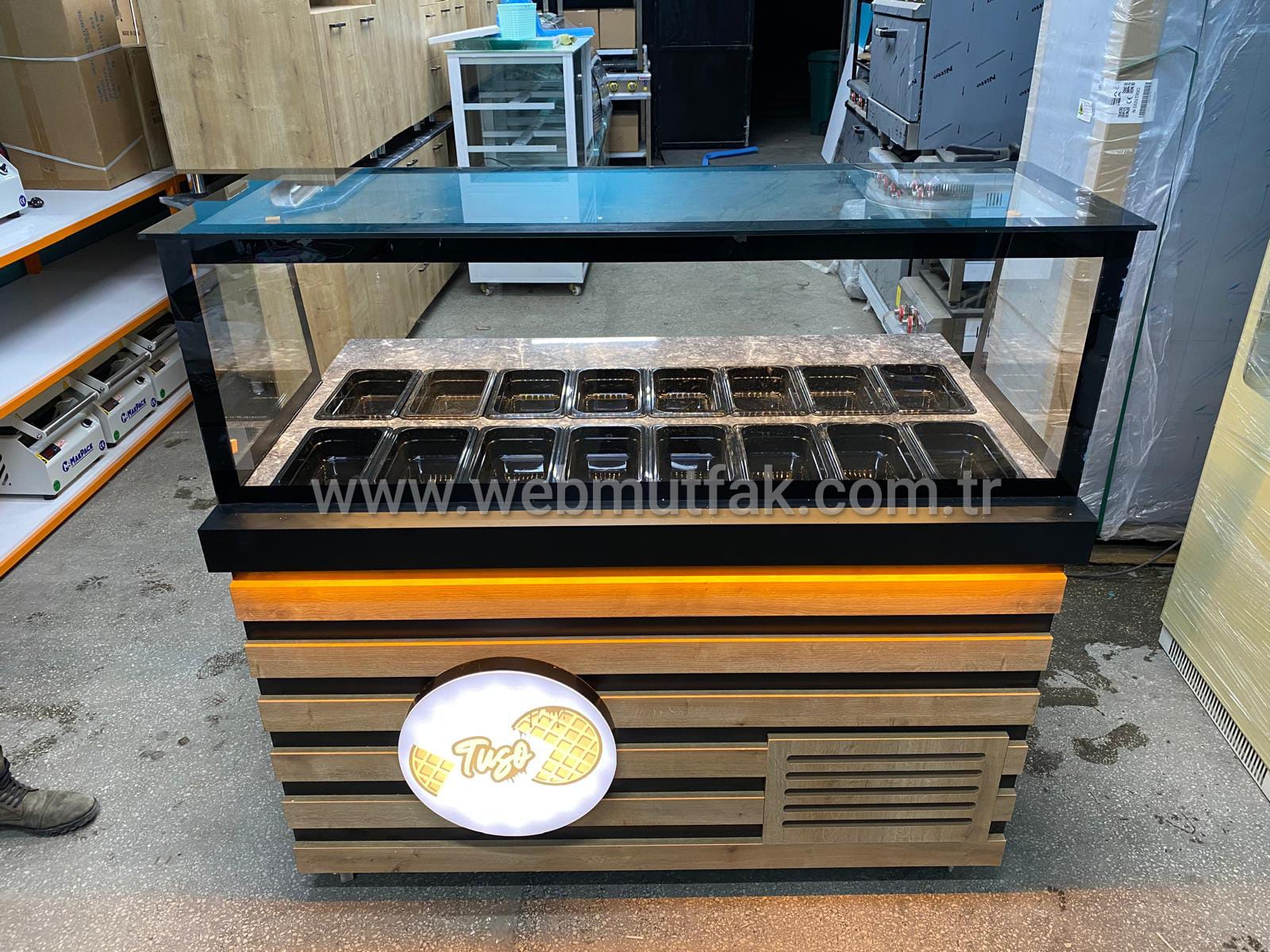 150 cm Soğutmalı Kumpir Dolabı +4°C Depolu LEDli Tezgah