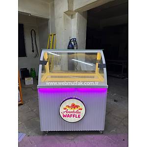 100 cm Waffle Tezgah� | Ledli Bombe Caml� Waffle Sat�� Dolab�