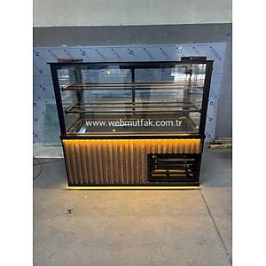 150 cm So�utmal� Tatl� Te�hir Dolab� | Ah�ap Panel Ledli Pasta Vitrini