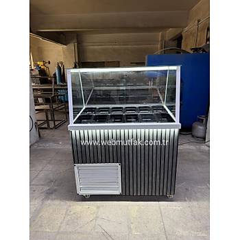 100 cm So�utmal� Kumpir Dolab� | Kare Caml� Kumpir Tezgah� Ledli