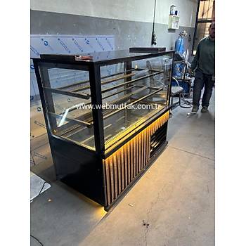 150 cm So�utmal� Tatl� Te�hir Dolab� | Ah�ap Panel Ledli Pasta Vitrini