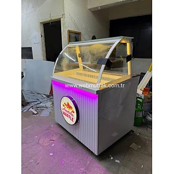 100 cm Waffle Tezgah� | Ledli Bombe Caml� Waffle Sat�� Dolab�