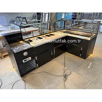 L Tipi So�utmal� �i�k�fte ve Salatabar Tezgah� 350 CM