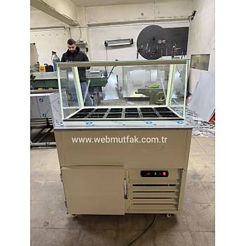 100 cm So�utmal� Kumpir Dolab� | Kare Caml� Kumpir Tezgah� Ledli