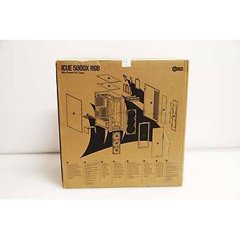 Corsair CC-9011212-WW Icue 5000X Tamperli Cam Yan Panel Mid Tower Bilgisayar Kasas - OUTLET - Kutusu Hasarl