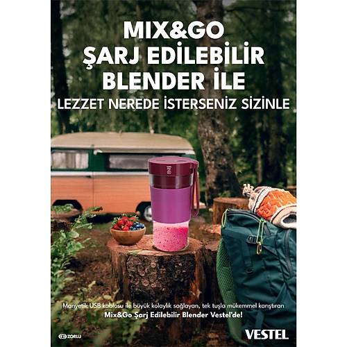 Vestel Mix&Go �arj Edilebilir Mavi Blender