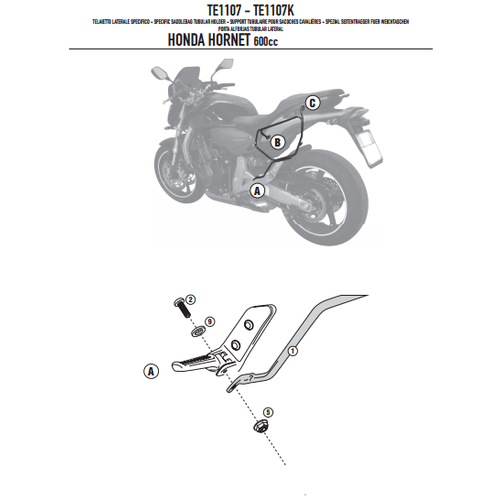 GIVI TE1107 HONDA HORNET 600 - 600ABS (07-10) YAN KUMA� �ANTA TA�IYICI